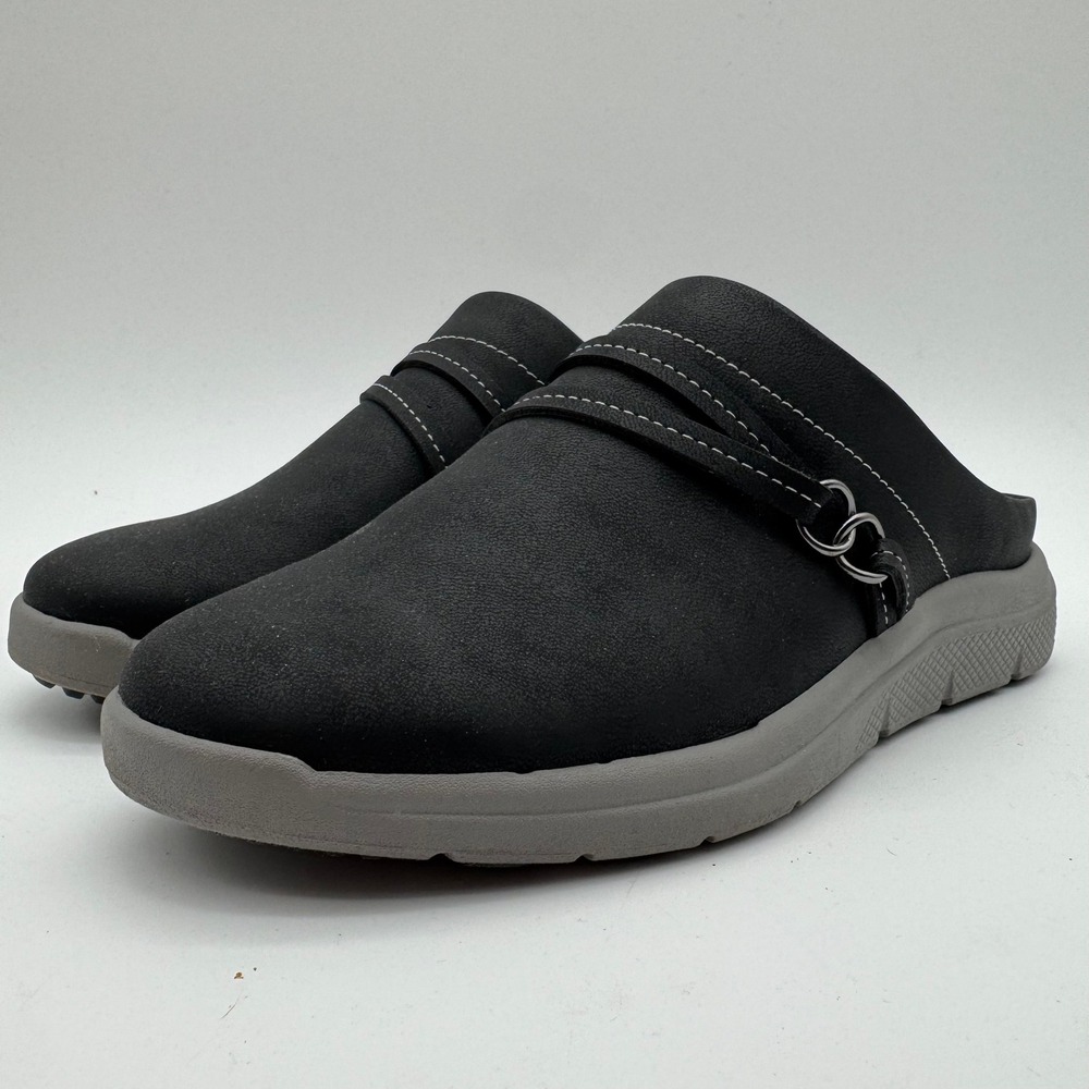 JSport Gina Women's‎ Mule Clogs Black Memory Foam Slip On Shoes Size 7